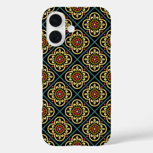 Coques iPhone 16 Fleur rouge médiévale Lys Vintage Motif