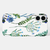Coques Case-Mate iPhone Fleur sauvage aquarelle bleu vert (Verso (horizontal))