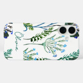 Coques Case-Mate iPhone Fleur sauvage aquarelle bleu vert (Verso (horizontal))