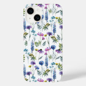 Coques Case-Mate iPhone Fleur sauvage aquarelle bleu violet (Verso)