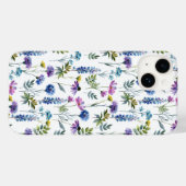Coques Case-Mate iPhone Fleur sauvage aquarelle bleu violet (Verso (horizontal))
