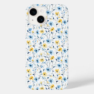 Coque Pour iPhone 14 Fleur sauvage aquarelle bleue jaune