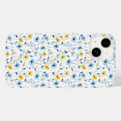 Coques Case-Mate iPhone Fleur sauvage aquarelle bleue jaune  (Verso (horizontal))
