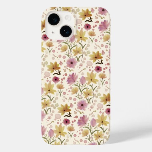 Coques Case-Mate iPhone Fleur sauvage aquarelle rose bohème (Verso)