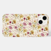 Coques Case-Mate iPhone Fleur sauvage aquarelle rose bohème (Verso (horizontal))