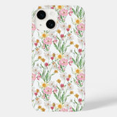 Coques Case-Mate iPhone Fleur sauvage aquarelle verte rose (Verso)