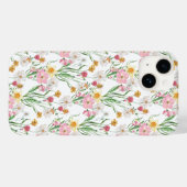 Coques Case-Mate iPhone Fleur sauvage aquarelle verte rose (Verso (horizontal))