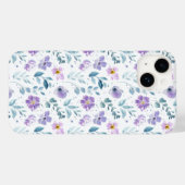 Coques Case-Mate iPhone Fleur sauvage aquarelle violette verte (Verso (horizontal))
