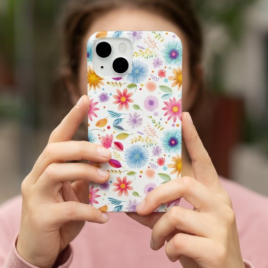 Coques Case-Mate iPhone Fleur sauvage boho bleu violet rose