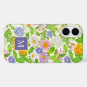 Coques Case-Mate iPhone Fleur sauvage coloré motif floral Monogramme (Verso (horizontal))