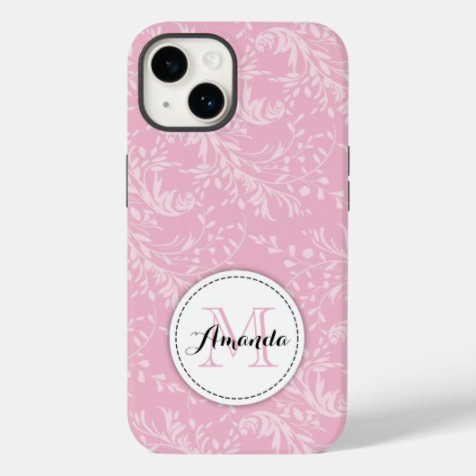 Coques Case-Mate iPhone Fleur sauvage damask floral rose blanc noir (Verso)