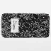 Coques Case-Mate iPhone Fleur sauvage damask noir gris nom (Dos (Horizontal))