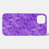 Coques Case-Mate iPhone Fleur sauvage damassé à motif pourpre (Verso (horizontal))