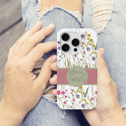 Coques Case-Mate iPhone Fleur sauvage d'aquarelle Rose et Sage Bloom Wilel