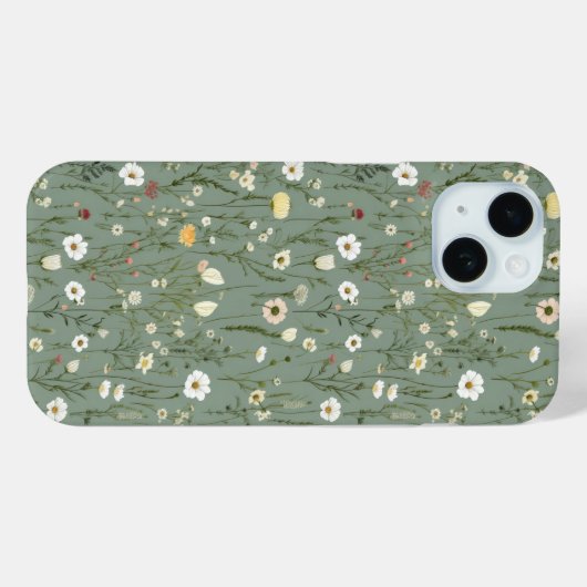 Coques Case-Mate iPhone Fleur sauvage Dusty Sage Floral Vert (Verso (horizontal))