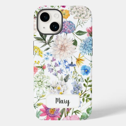 COQUES Case-Mate iPhone FLEUR SAUVAGE FLORAL BLANC PERSONNALISÉ IPHONE 14 (Verso)