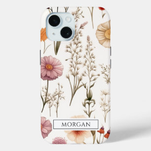 Coque Pour iPhone 15 Fleur sauvage floral Boho personnalisé