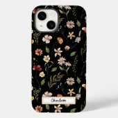 Coques Case-Mate iPhone Fleur sauvage floral noir personnalisé (Verso)