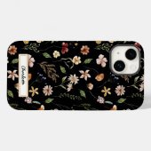 Coques Case-Mate iPhone Fleur sauvage floral noir personnalisé (Verso (horizontal))