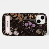 Coques Case-Mate iPhone Fleur sauvage Floral Noir Personnalisé I téléphone (Verso (horizontal))