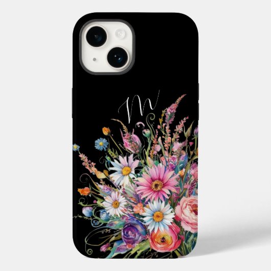 Coques Case-Mate iPhone Fleur sauvage noir mignon (Verso)