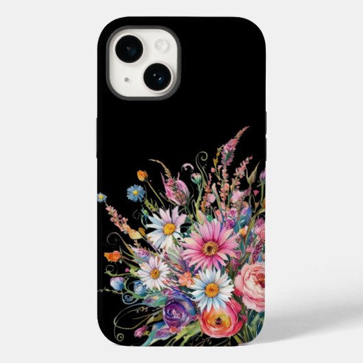 Coques Case-Mate iPhone Fleur sauvage noir mignon (Verso)