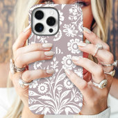 Coques Case-Mate iPhone Fleur sauvage rétro Dusty violet monogramme floral