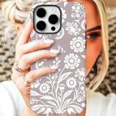 Coques Case-Mate iPhone Fleur sauvage rétro Dusty violet monogramme floral