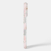 Coques Case-Mate iPhone Fleur Sauvage Rose Monogrammée Rayée (Verso / Droite)