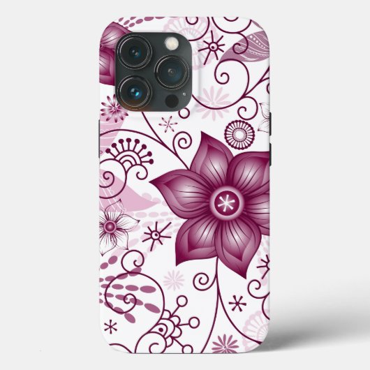 Coques Case-Mate iPhone Fleur spirale rose et blanc Motif (Verso)