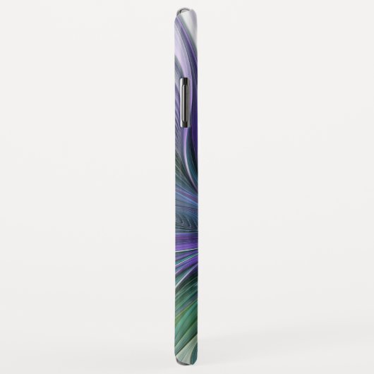 Coques Case-Mate iPhone Fleur vert violet Abstrait Art fractal Monogramme (Dos/Droite)