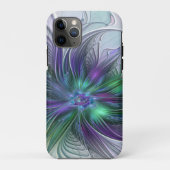 Coques Case-Mate iPhone Fleur vert violet Art Abstrait moderne Fractal (Dos)