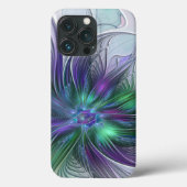 Coques Case-Mate iPhone Fleur vert violet Art Abstrait moderne Fractal (Verso)