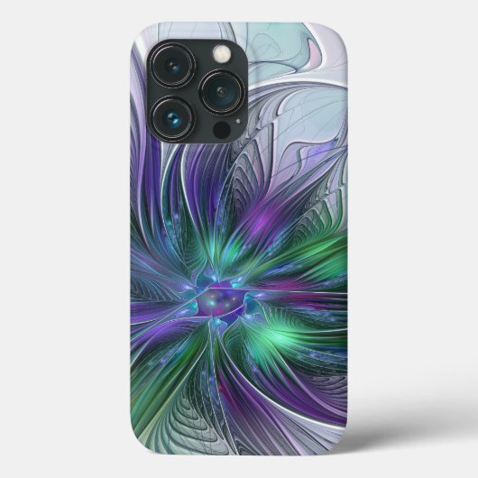 Coques Case-Mate iPhone Fleur vert violet Art Abstrait moderne Fractal (Verso)