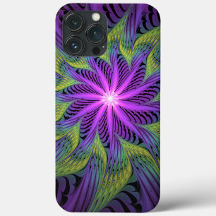 Case-Mate iPhone Case Fleur verte violette Art fractal abstrait moderne