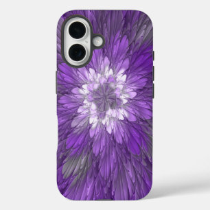 Coques iPhone 16 Fleur violette abstraite et psychédélique Art frac