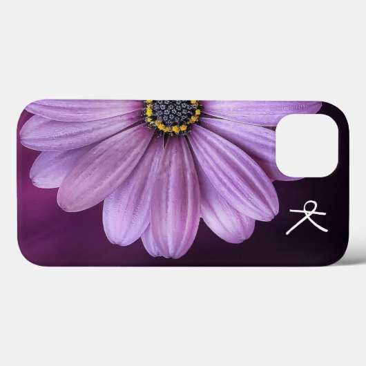 Coques Case-Mate iPhone Fleur Violette Monogrammée (Verso (horizontal))