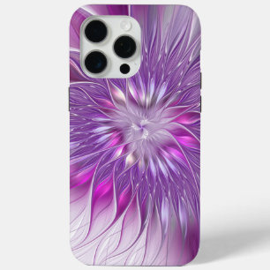Coque iPhone 15 Pro Max Fleur violette rose Passion Abstrait Art fractal
