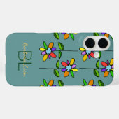 Coques Case-Mate iPhone fleuri sur le bleu personnalisé (Verso (horizontal))