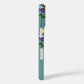 Coques Case-Mate iPhone fleuri sur le bleu personnalisé (Verso / Droite)