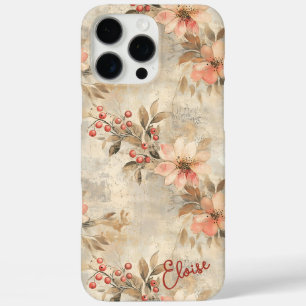 Coques iPhone 16 Pro Max Fleurie hivernale shabby chic personnalisée