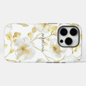 Coques Case-Mate iPhone Fleurie Or Chic Blanc (Verso (horizontal))