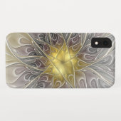 Coques Case-Mate iPhone Fleurir Avec Or Moderne Fleur Abstraite Fractale (Dos (Horizontal))