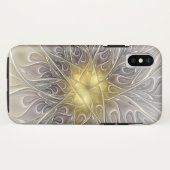 Coques Case-Mate iPhone Fleurir Avec Or Moderne Fleur Abstraite Fractale (Dos (Horizontal))