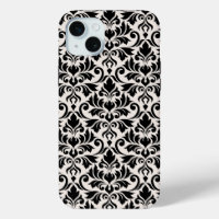 Fleurir Damas Grand Motif Noir sur Crème