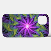 Coques Case-Mate iPhone Fleuron vert violet Art Abstrait fractal moderne (Verso (horizontal))