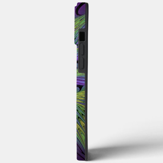 Coques Case-Mate iPhone Fleuron vert violet Art Abstrait fractal moderne (Verso / Gauche)