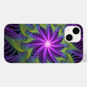 Coques Case-Mate iPhone Fleuron vert violet Art Abstrait fractal moderne (Verso (horizontal))