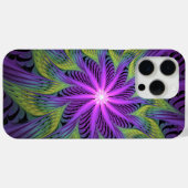 Coques Case-Mate iPhone Fleuron vert violet Art Abstrait fractal moderne (Verso (horizontal))