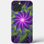 Coques Case-Mate iPhone Fleuron vert violet Art Abstrait fractal moderne (Verso)
